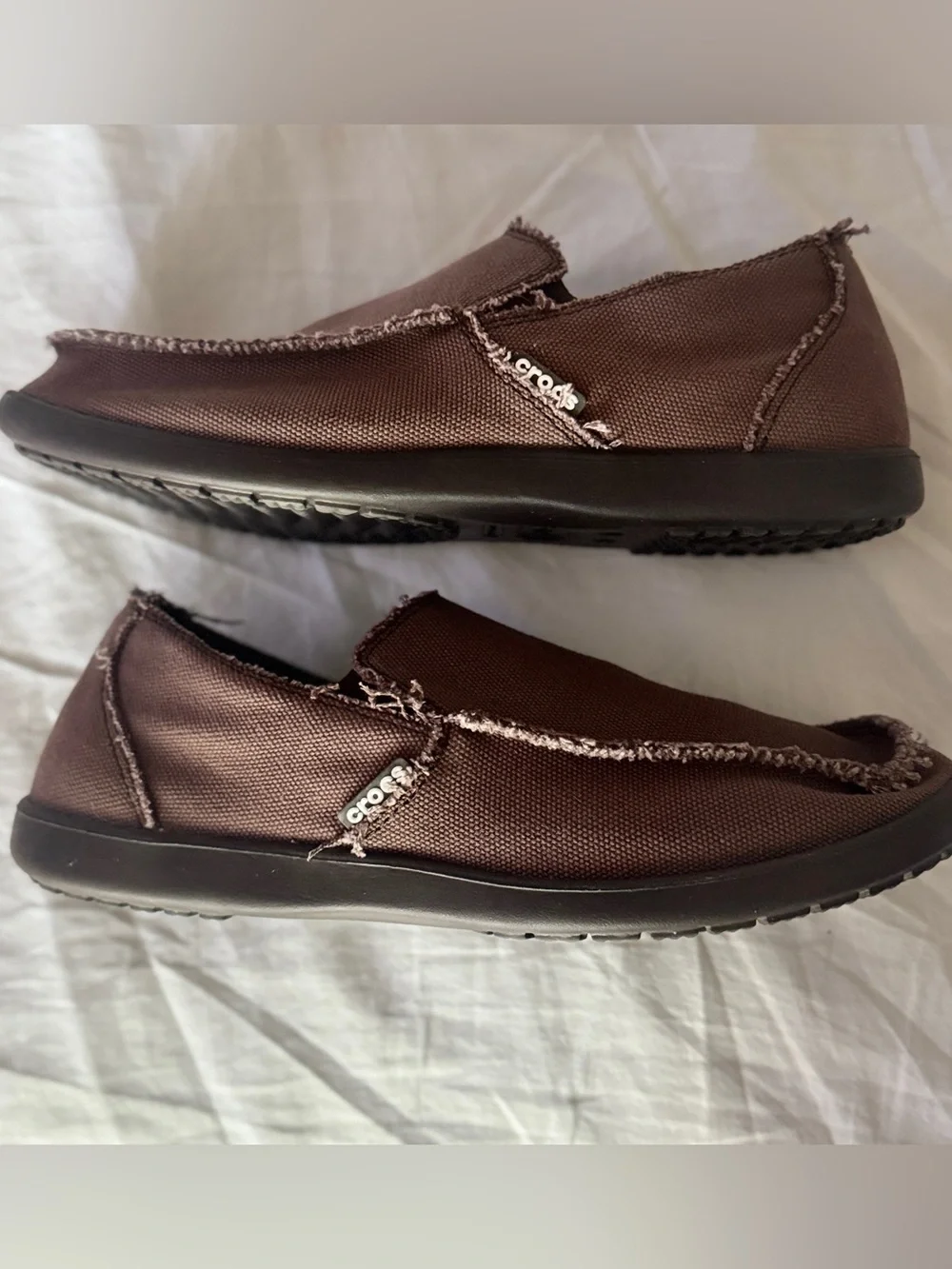 CROCS Men's Dark Brown Canvas Slip-On Loafers